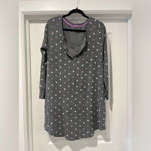 THYME MATERNITY nursing grey polka dot sleep shirt , size XXL